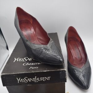 Vintage YSL Paris Anthracite Leather Heels 10M